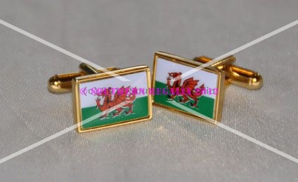 Welsh Dragon Rectangular Flag Cufflinks (image for) Welsh Dragon Rectangular Flag Cufflinks